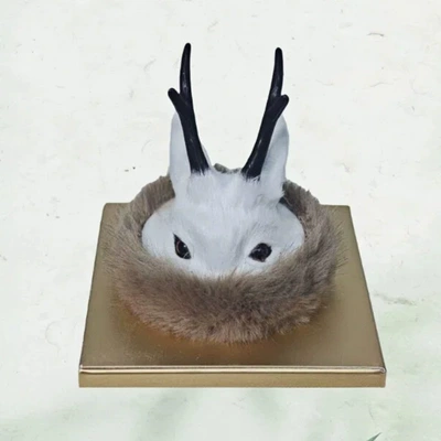 Wholesale Orochon Reindeer Horn: Car ornaments - full-cloth-white-head-and-brown-edge