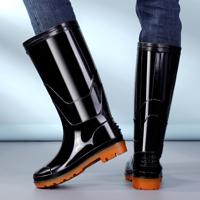 Resistente al desgaste, zapatos de agua de malla de hombre, zapatos de agua de tubo largo, calentamiento, zapatos de goma antideslizantes de lana y protección laboral