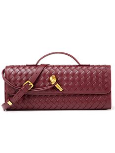 Woven bag, one-shoulder French baguette, niche high-end horizontal style, hand-held evening bag, cross-body versatile bag, fashionable and exquisite