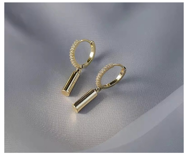 1 Pair Quantity Daily Occasion 1 Pair Simple Style Geometric Plating Copper Zircon Drop Earrings