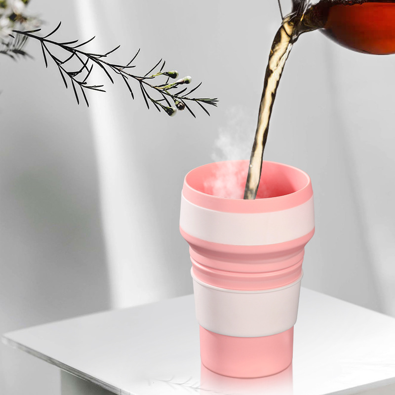 Food-grade foldable silicone mouth cup extendable cup travel portable camping compression cup outdoor high-temperature resistant