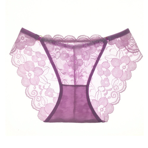 Breathable, seamless, ultra-thin lace sexy women's underwear low-waist hollow lace hip-lifting briefs pants for women transparent