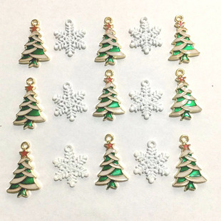 white snowflake christmas tree alloy oil drop jewelry accessories diy necklace bracelet earrings pendant metal decoration hanging