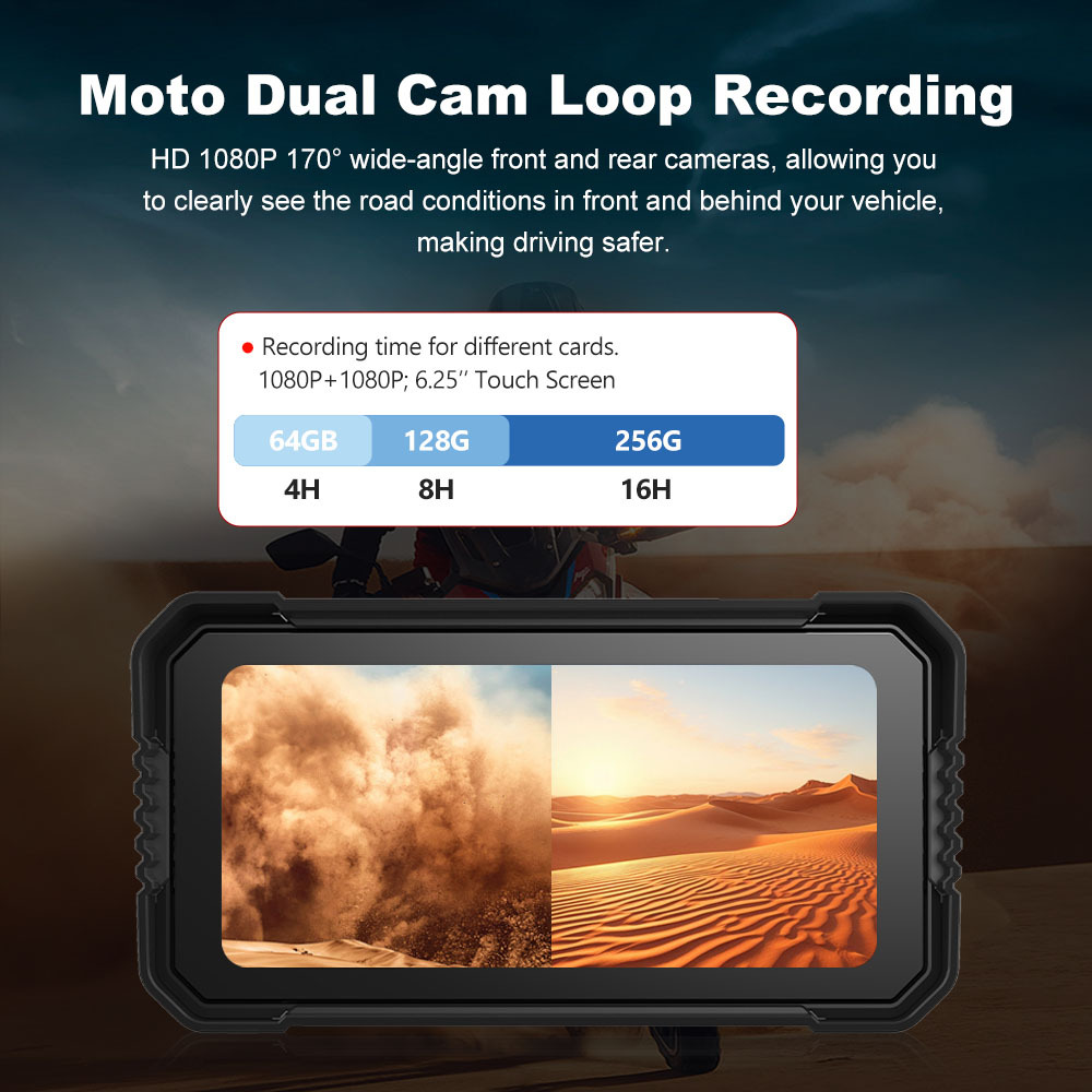5/ 6.25inch Motorcycle Navigation Recorder Waterproof Smart Riding Carplay High-Definition Driving Recorder
