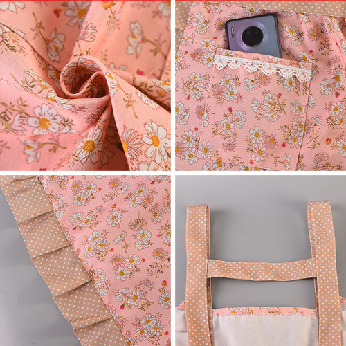  New Cotton Apron Home Use Canvas Thin Kitchen Stain-Proof Breathable Cute Gas Princess Dress Workwear
