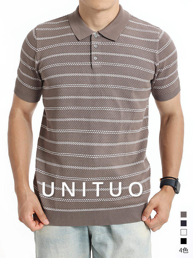 Europa y los Estados Unidos transfronterizos hombres rayas hielo tejido polo camiseta de manga corta de negocios casual alto sentido camiseta de Paul camiseta superior