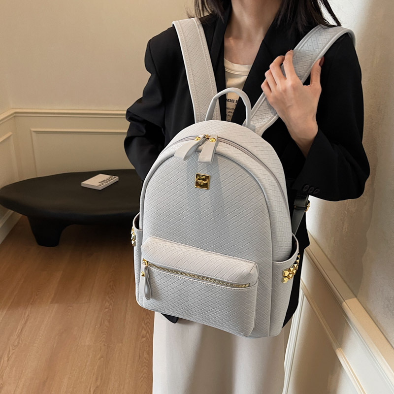 Casual estilo coreano mochila universitaria simple moda tejida mochila de mujer 2025 nueva gran capacidad mochila de mujer