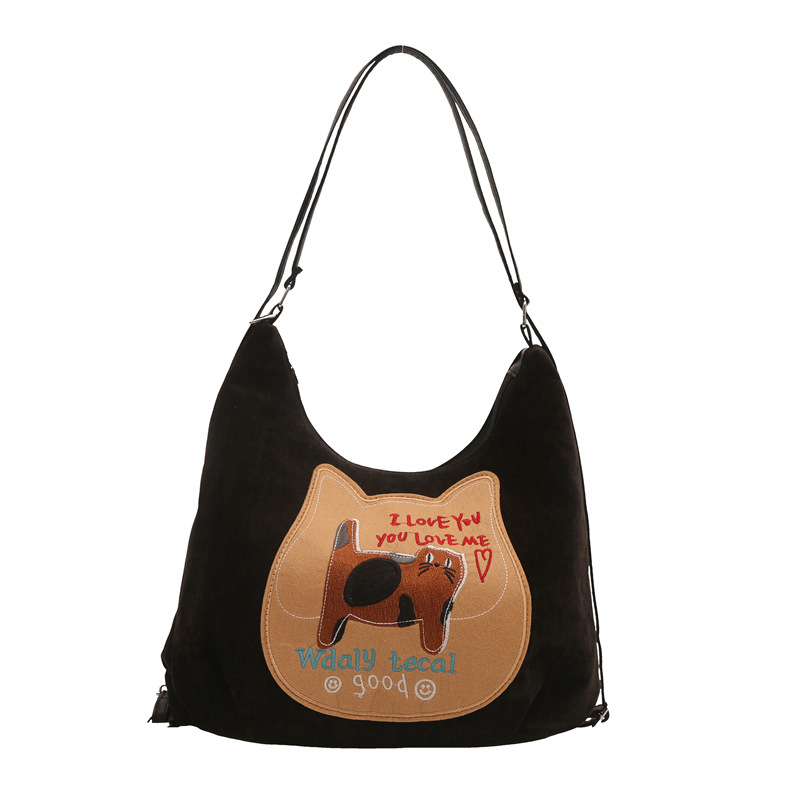 Bolso Tote de trabajo de gran capacidad en otoño e invierno para mujer 2024 nuevo bolso de mensajero de tres manos de dibujos animados