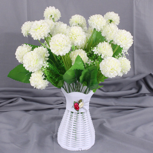 Single bunch of artificial flowers, 9-headed hydrangea flowers, lilac balls, chrysanthemum bunches, wedding decoration, bunches for engineering and arrangement, silk flowers
