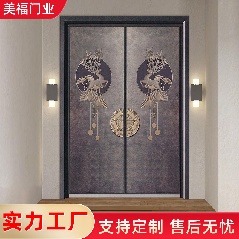 Explosion-proof cast aluminum door one-View entrance door anti-theft door villa door double door child and mother entrance copper door manufacturer