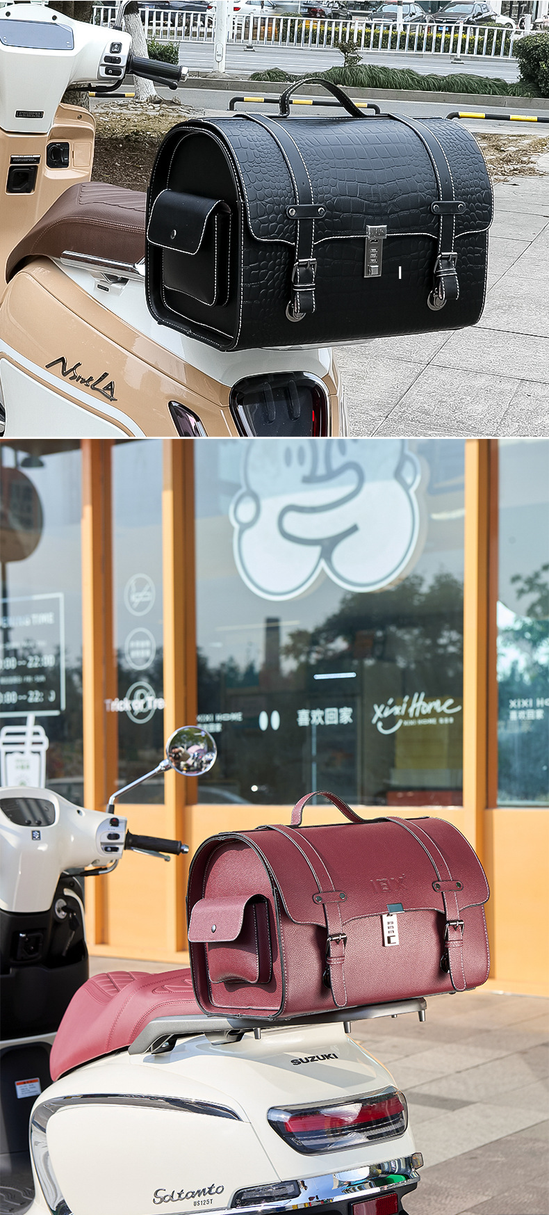 Motorcycle Universal Tail Bag, New Model Scooter Trunk Bag, Rear Trunk Storage Waterproof Leather Hanging Bag