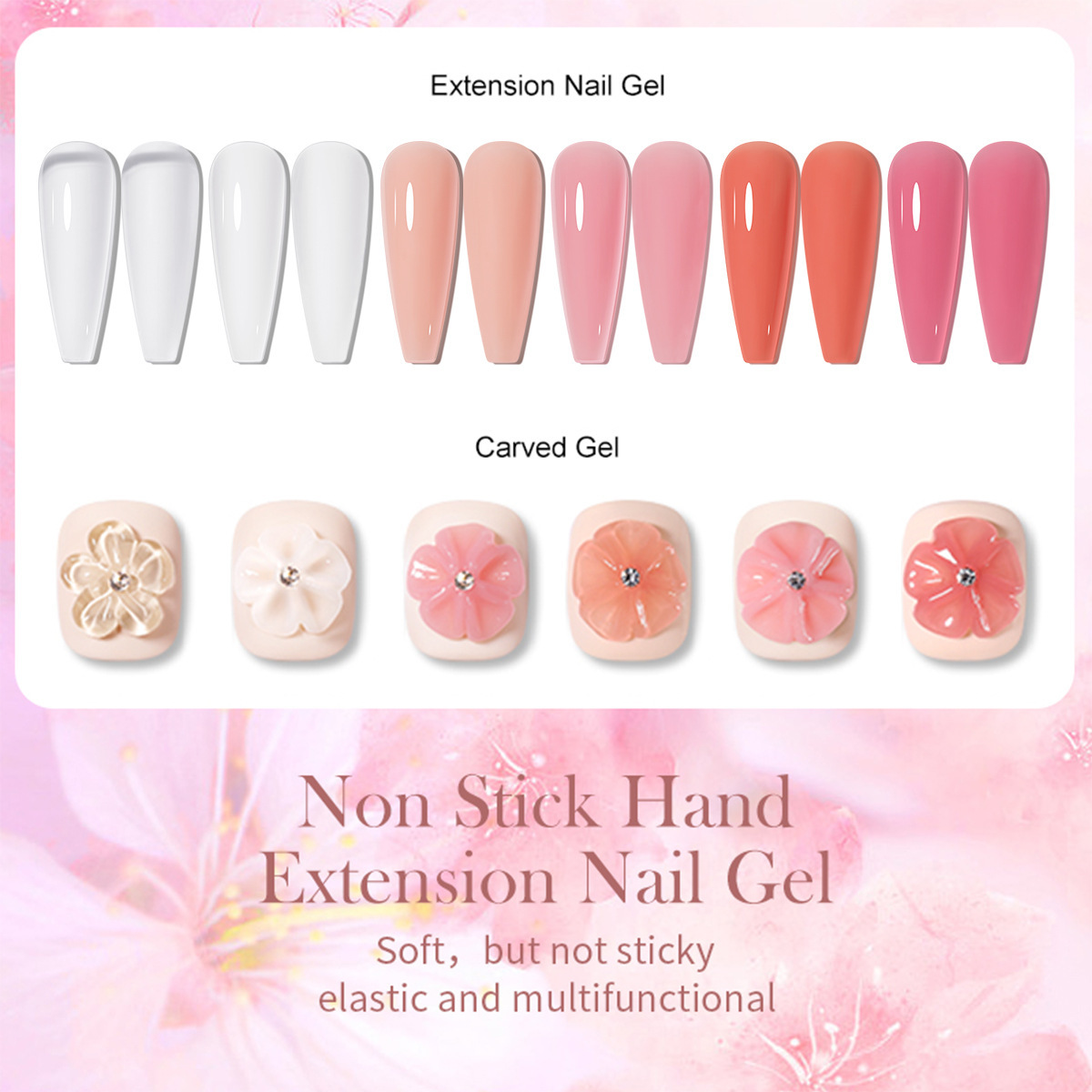 Gel Sólido Esculpible para Extensión de Uñas Fórmula No Pegajosa