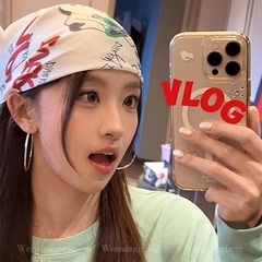 神仙藤井树同款小狗字母头巾女y2k辣妹美式包头丝巾百搭领巾方巾
