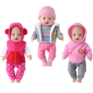 43CM doll cartoon jumpsuit with hat 18 inch American girl doll winter clothing cross-border hot sale