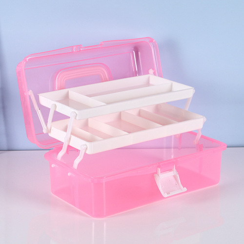671 tool box transparent manicure large three-layer folding tool box art painting gouache Chinese painting PVC box