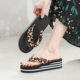 Towel Cloth Clip Flip-Flops Women's Wedge Thick-soled High-heeled Wave-soled Platform Shoes yaluda Handmade Slippers