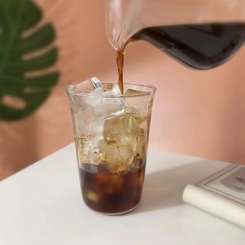 Ins heat-resistant high-borosilicate glass cups for milk tea and coffee shops, Japanese-style transparent water cups, simple juice and milk cups