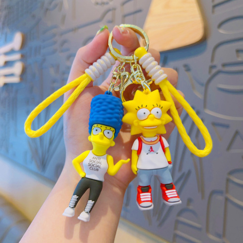 Simpsons Cartoon Silicone Keychain Doll Cute Pendant Doll Bag Pendant Keychain Small Jewelry Wholesale