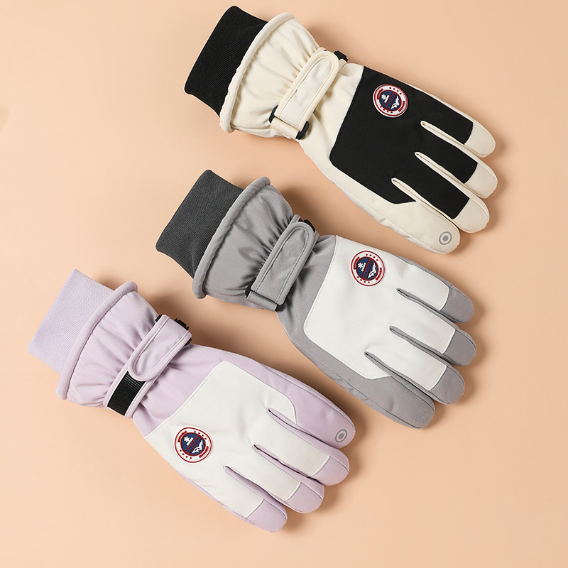 Guantes de esquí de invierno al aire libre hombres y mujeres forrados de lana engrosada antideslizante a prueba de frío montar coche eléctrico pantalla táctil guantes calientes