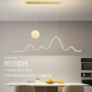 餐厅吊灯餐桌吧台吊灯现代简约月球灯创意极简长条异型餐吊灯跨境