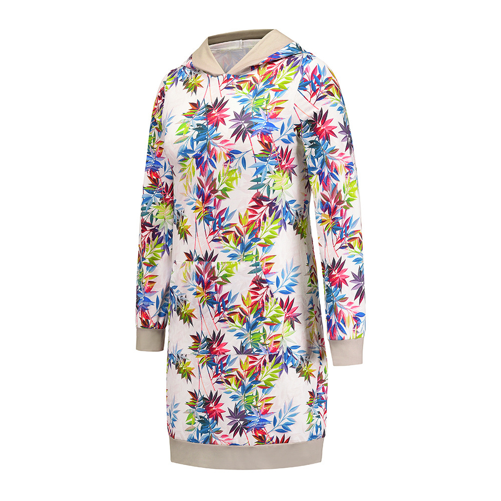 women s casual sweater loose long-sleeved hooded printing dress nihaostyles clothing wholesale NSHYG72263