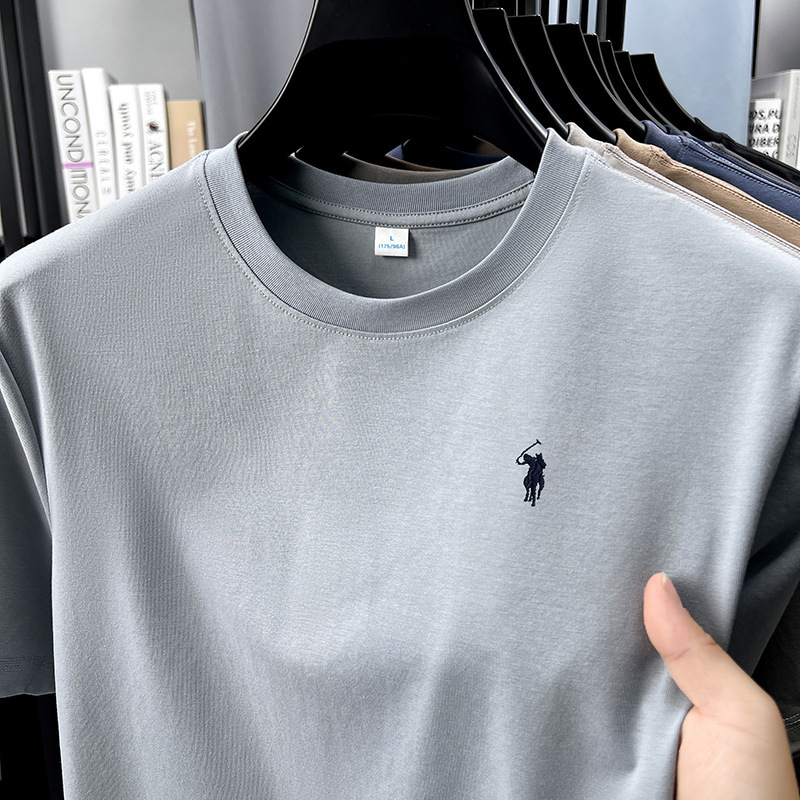 Authentic Paul 2026 Summer Thin Round-Neck Short-Sleeve T-Shirt for Men, Casual Simple Solid Color Half-Sleeve Top, Versatile