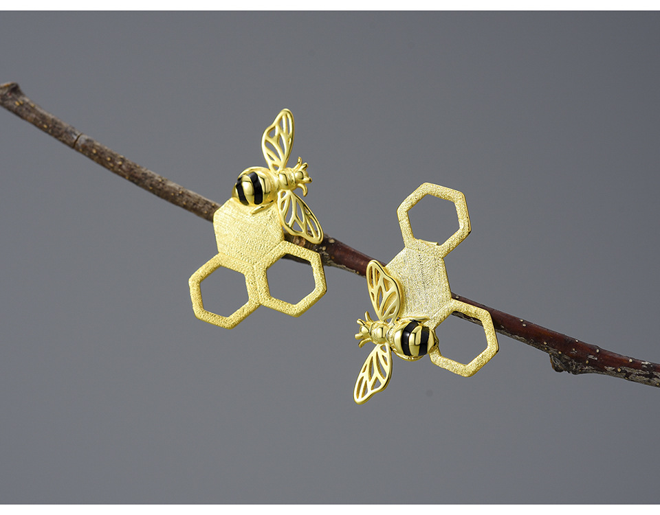Women'S Gender 1 Pair 925 Sterling Silver Honeycomb Ear Studs
