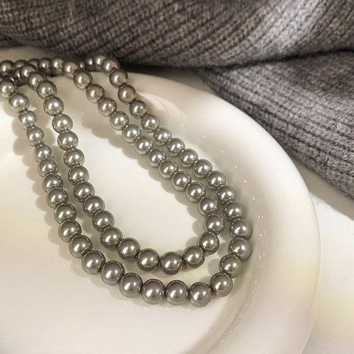 Hemp gray pearl necklace women's accessories high-end light luxury niche sweater chain atmospheric high-end neck chain temperament clavicle chain