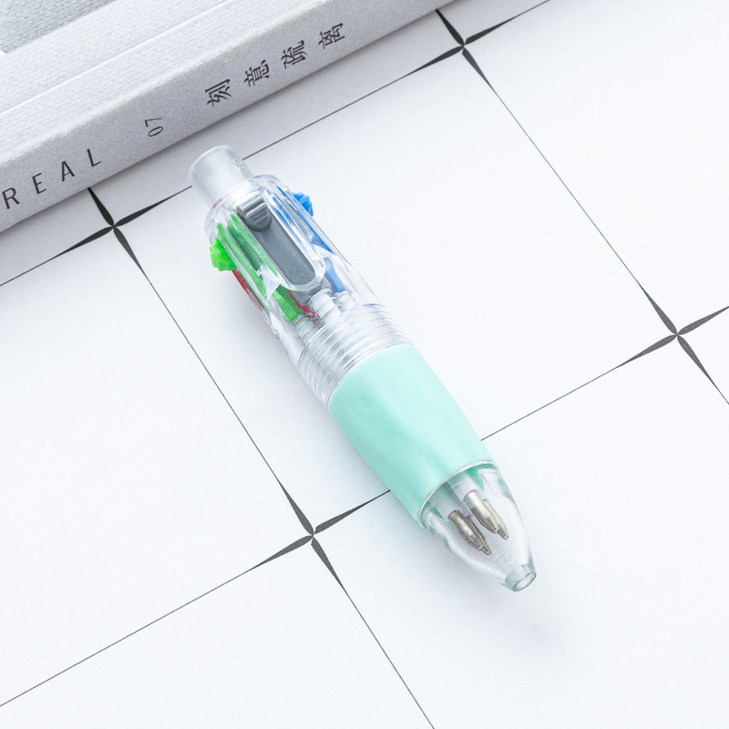 卡通迷你四色圆珠笔可套卡通萌物头彩色手账学生四合一按动手账笔|undefined