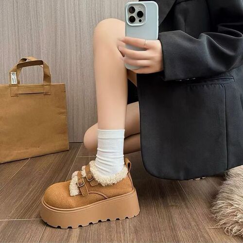 High-face-value platform sole all-inclusive retro plus velvet platform Birken shoes for women's height increasing and thick warm shoes New autumn and winter