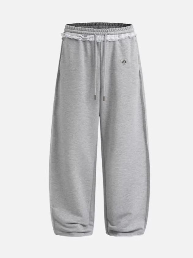 Pantalones Deportivos de Dos Piezas Falsas con Doble Cintura de Algodón y Poliéster para Deportes y Ocio