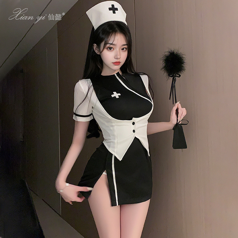 Fairy Sexy Lingerie Halloween Nurse Uniform Temptation Sexy Bag Hip Skirt Free Coswear suit qqny680