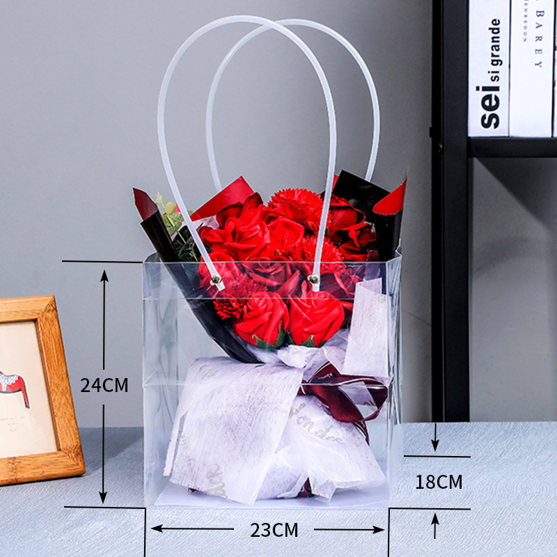 Directo de fábrica transparente flor bolso trapezoidal ramo bolso de mano Día DE LA Madre bolsa de regalo de mano