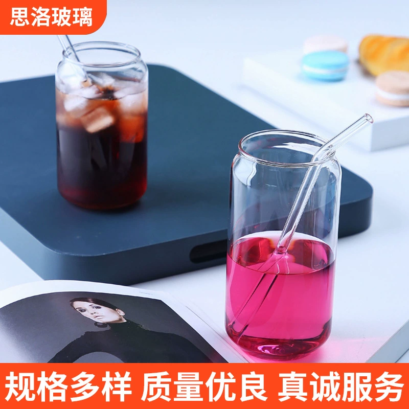 Чашка для колы в том же стиле интернет-знаменитости, стеклянная чашка в форме банки для молочного экстракта, ледяного кофе, большой емкости