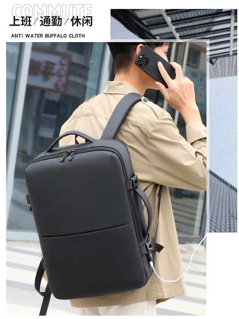 Mochila de película de cuero de gran capacidad de expansión de comercio exterior nueva bolsa de computadora de viaje de negocios 40l hombre impermeable