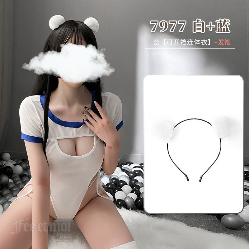 Lencería sexy coqueta pijamas de una pieza SM sexy tentación traje de pasión uniforme cama libre de extremo abierto deseo puro tenedor alto