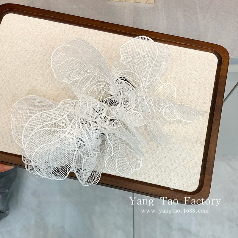 Artística coreana para el cabello encaje hecha a mano estereoscópio pétalos de resorte clip para el cabello dulce tela de hadas anillo de cabello
