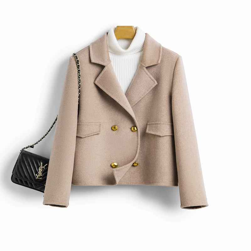 Двустороннее шерстяное костюмное пальто, короткое демисезонное шерстяное пальто, свободный крой, для подростков