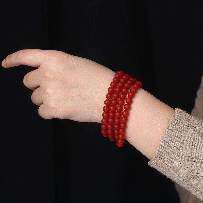 智贝SKU图_15天然收藏级保山南红玛瑙手串108颗女佛