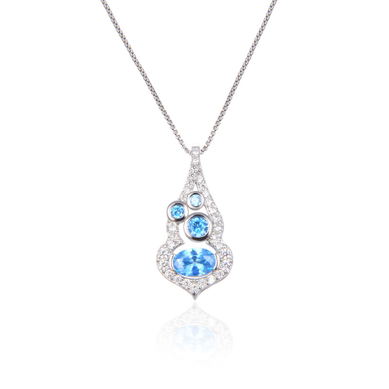 Collar de diamantes de plata esterlina 925 mujeres lujo ligero estilo nicho temperamento de alta sensación colgante de piedra de diamante cadena clavícula