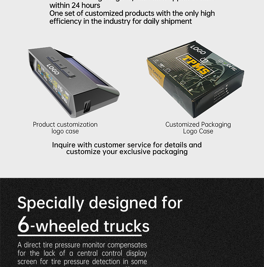 T17-6 Wheel-Mounted Tire Pressure Detector Solar-Powered Tire Pressure Monitoring High-Precision Wireless Rv Tire Pressure Tpms Cross-System