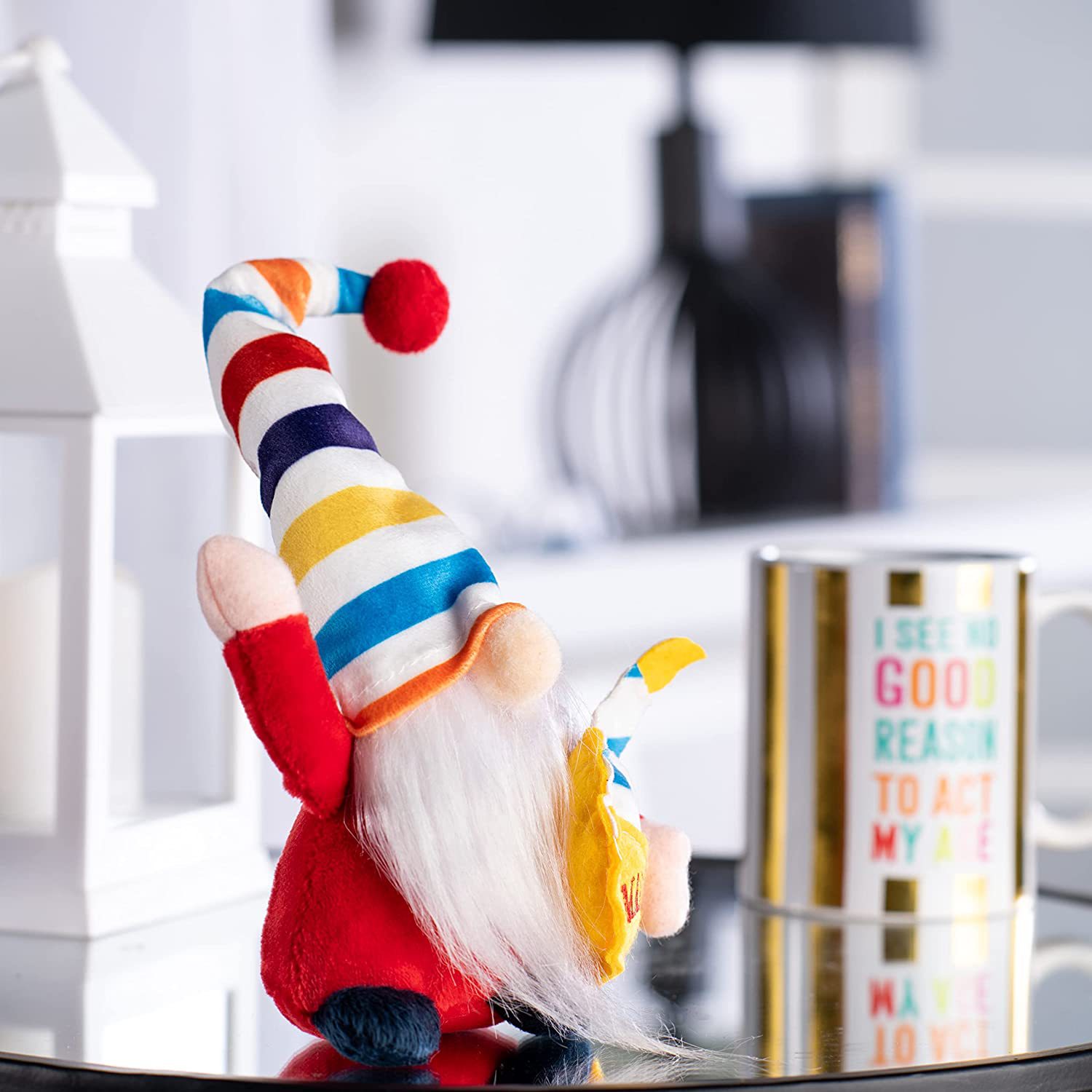 Nueva Cruz-frontera Arco Iris muñeca sin rostro elfo Rudolf muñeca colorido enano muñeca Decoración