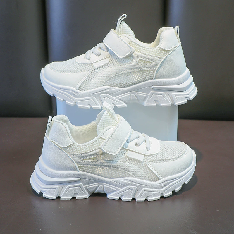 Детская сетевая обувь 2024 Летние новые мальчики и девочки маленькие белые туфли