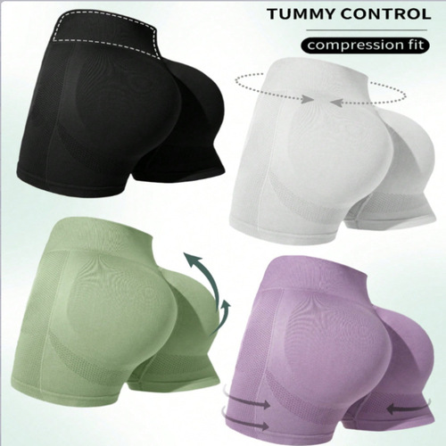 Peach Butt Shorts Seamless Yoga Pants Smiling Pants High-Waisted Workout Pants Abdominal Fitness Pants Three-Piece Pants for Women Shorts