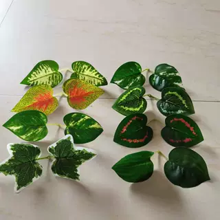 仿真手感叶万年青叶绿萝叶过胶叶子藤条树叶绿植配件仿真植物叶子