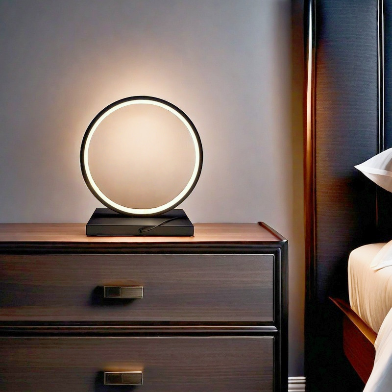 Small Table Lamp, Bedroom Bedside Lamp, Modern Light Luxury Living Room, Study Room, Creative Ring Lamp, Night Light, Dimmable Desktop Lamp