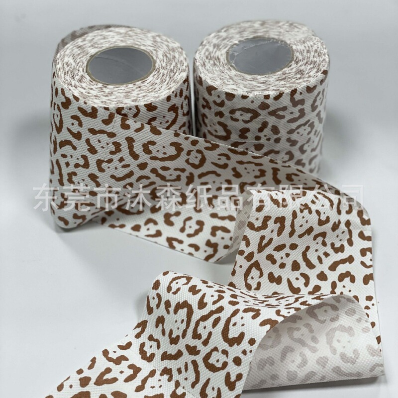 Leopard pattern roll toilet paper printing household creative toilet paper factory supply