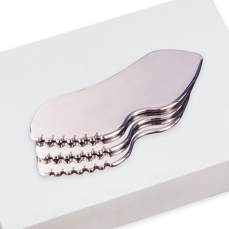 304 placa de acero inoxidable con dientes en forma de labios masaje facial herramienta de belleza cuchillo fascia drenaje meridiano herramienta de belleza