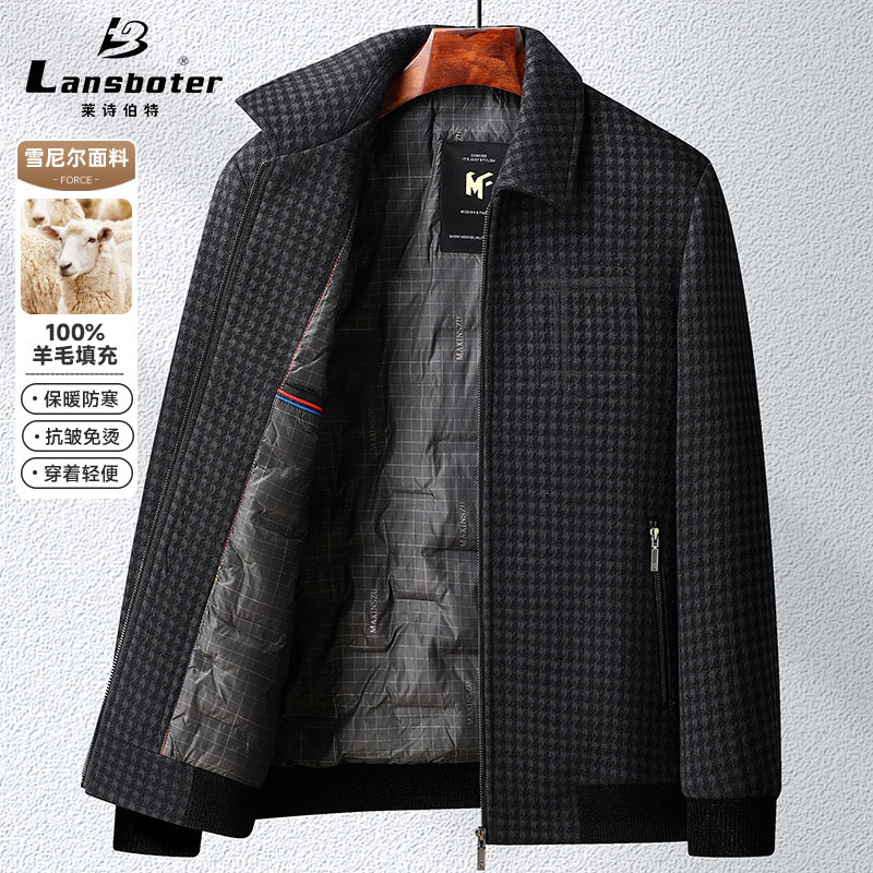 Middle-aged and elderly thickened wool liner business lapel jacket autumn and winter new men's casual jacket dad jacket jacket