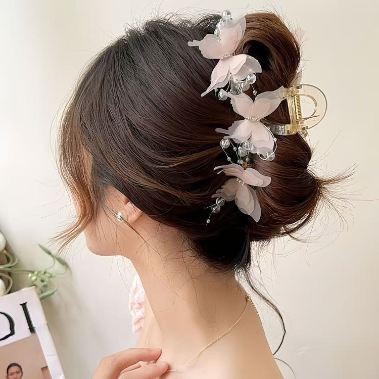 Large Bow Hair Clips Shark Clips Hair Accessories for Women 2026 Back of Head Clips Hair Ornaments Autumn Fresh Sweet Style